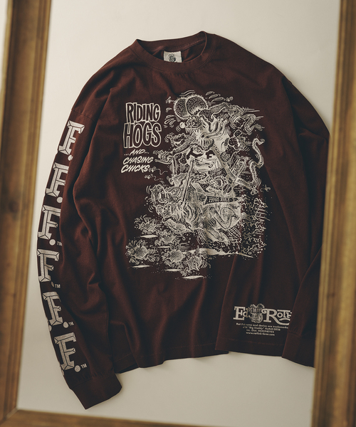 RAT FINK(ラットフィンク)の「RAT FINK / ラットフィンク 別注 グラフィック ロンT(Tシャツ/カットソー・メンズ・ホワイト/ブラウン/ブラック・MEDIUM/LARGE)」の3枚目の写真