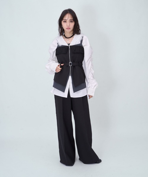 HARE（ハレ）の「2Pレースキリカエビスチェ＊ワイドパンツ(HARE)（つなぎ/オールインワン・レディース・ブラック/ブルー系その他・FREE）」の10枚目の写真