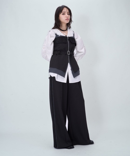 HARE（ハレ）の「2Pレースキリカエビスチェ＊ワイドパンツ(HARE)（つなぎ/オールインワン・レディース・ブラック/ブルー系その他・FREE）」の14枚目の写真