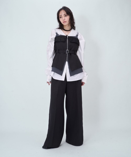HARE（ハレ）の「2Pレースキリカエビスチェ＊ワイドパンツ(HARE)（つなぎ/オールインワン・レディース・ブラック/ブルー系その他・FREE）」の15枚目の写真