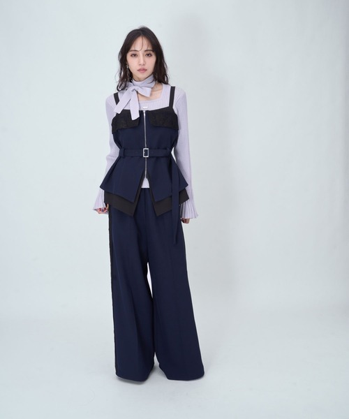 HARE（ハレ）の「2Pレースキリカエビスチェ＊ワイドパンツ(HARE)（つなぎ/オールインワン・レディース・ブラック/ブルー系その他・FREE）」の16枚目の写真