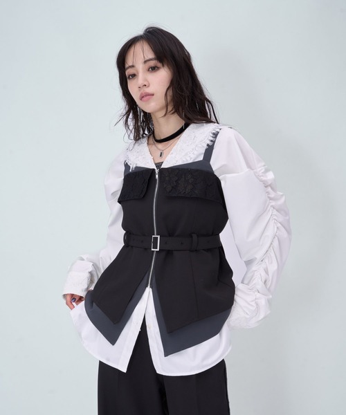 HARE（ハレ）の「2Pレースキリカエビスチェ＊ワイドパンツ(HARE)（つなぎ/オールインワン・レディース・ブラック/ブルー系その他・FREE）」の19枚目の写真