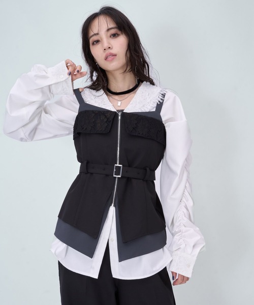 HARE（ハレ）の「2Pレースキリカエビスチェ＊ワイドパンツ(HARE)（つなぎ/オールインワン・レディース・ブラック/ブルー系その他・FREE）」の20枚目の写真
