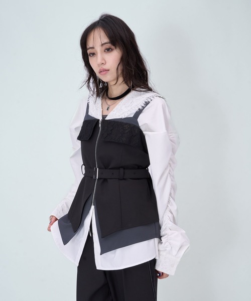 HARE（ハレ）の「2Pレースキリカエビスチェ＊ワイドパンツ(HARE)（つなぎ/オールインワン・レディース・ブラック/ブルー系その他・FREE）」の21枚目の写真