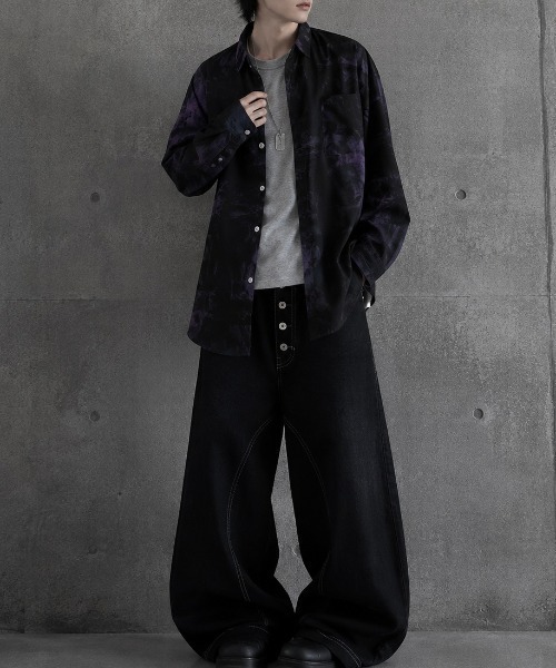 SHIBUYA Zy.(シブヤジー)の「Blue Eclipse オーバーサイズ総柄シャツ(シャツ/ブラウス・メンズ・ブルー/パープル・L/M/XL)」の5枚目の写真