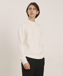男性モックネックスウェーター (アイボリー) (HBALK90)