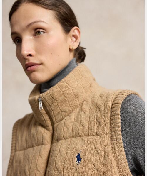 POLO RALPH LAUREN(ポロ ラルフ ローレン)の「ケーブルニット ウールカシミヤ ジップ ベスト(その他アウター・レディース・ブラウン系5・XXS/XS/L/M/S)」の5枚目の写真