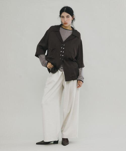 LAATO(ラート)の「wrap wide tack pants(その他パンツ・レディース・ダークブラウン/アイボリー/ライトカーキ・FREE/TALL)」の2枚目の写真