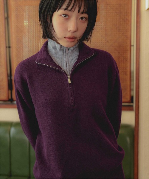 miette(ミエット)の「ダブルジップレイヤードライクニット(ニット/セーター・レディース・チャコール/ブラウン/パープル・FREE)」の13枚目の写真
