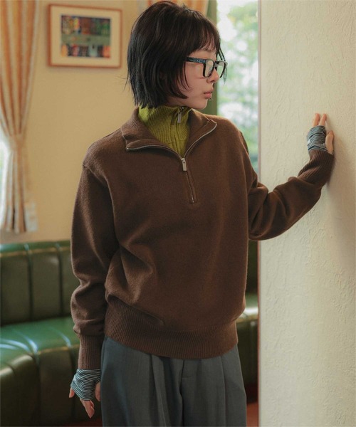miette(ミエット)の「ダブルジップレイヤードライクニット(ニット/セーター・レディース・チャコール/ブラウン/パープル・FREE)」の4枚目の写真