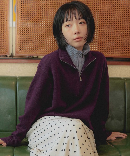 miette(ミエット)の「ダブルジップレイヤードライクニット(ニット/セーター・レディース・チャコール/ブラウン/パープル・FREE)」の9枚目の写真
