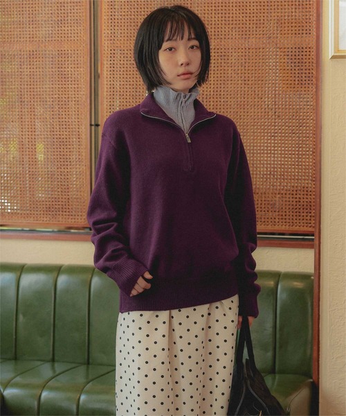 miette(ミエット)の「ダブルジップレイヤードライクニット(ニット/セーター・レディース・チャコール/ブラウン/パープル・FREE)」の10枚目の写真