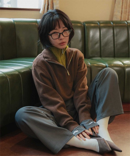 miette(ミエット)の「ダブルジップレイヤードライクニット(ニット/セーター・レディース・チャコール/ブラウン/パープル・FREE)」の5枚目の写真