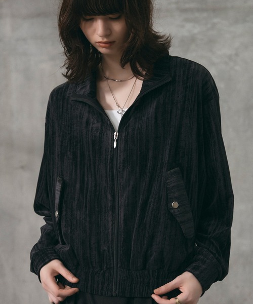 Confirm(コンファーム)の「Crushed Velvet Blouson / クラッシュベルベットブルゾン メンズ レディース ユニセックス(ブルゾン・メンズ・ネイビー/ブラック・M/S/L)」の1枚目の写真