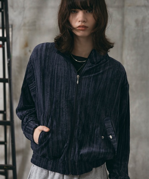 Confirm(コンファーム)の「Crushed Velvet Blouson / クラッシュベルベットブルゾン メンズ レディース ユニセックス(ブルゾン・メンズ・ネイビー/ブラック・M/S/L)」の5枚目の写真