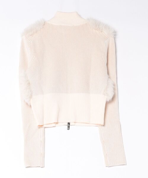 Desigual(デシグアル)の「Eco fur zip crop knit / エコファージップクロップニット(ニット/セーター・レディース・ホワイト/ブラック・S/M/L)」の4枚目の写真