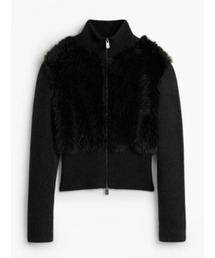 Eco fur zip crop knit / エコファージップクロップニット