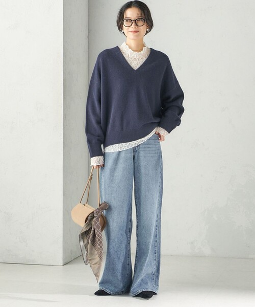 SHIPS(シップス)の「〈手洗い可能〉ウール カシミヤ V ネック プルオーバー(ニット/セーター・レディース・ブラウン/ネイビー/グレー/クリーム・ONE SIZE)」の8枚目の写真
