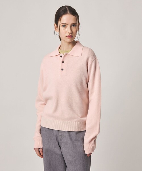 Steven Alan(スティーブンアラン)の「<Steven Alan>ウール カシミヤ ポロカラー ニット(ニット/セーター・レディース・ブラウン/ライトピンク/グレー/オフホワイト/ネイビー・FREE)」の6枚目の写真