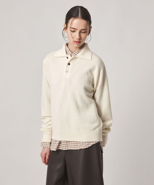 Steven Alan(スティーブンアラン)の「<Steven Alan>ウール カシミヤ ポロカラー ニット(ニット/セーター・レディース・ブラウン/ライトピンク/グレー/オフホワイト/ネイビー・FREE)」の10枚目の写真