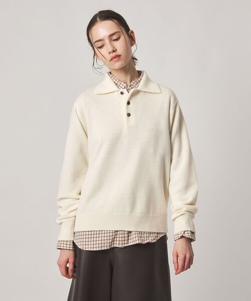 Steven Alan(スティーブンアラン)の「<Steven Alan>ウール カシミヤ ポロカラー ニット(ニット/セーター・レディース・ブラウン/ライトピンク/グレー/オフホワイト/ネイビー・FREE)」の11枚目の写真