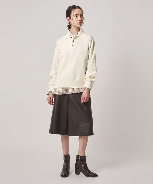 Steven Alan(スティーブンアラン)の「<Steven Alan>ウール カシミヤ ポロカラー ニット(ニット/セーター・レディース・ブラウン/ライトピンク/グレー/オフホワイト/ネイビー・FREE)」の12枚目の写真