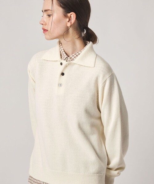 Steven Alan(スティーブンアラン)の「<Steven Alan>ウール カシミヤ ポロカラー ニット(ニット/セーター・レディース・ブラウン/ライトピンク/グレー/オフホワイト/ネイビー・FREE)」の14枚目の写真