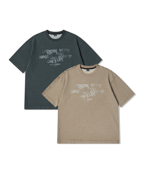 LIFE WORK(ライフワーク)の「ヴィンテージグラデーションロゴ半袖Tシャツ(Tシャツ/カットソー・メンズ・チャコールグレー/Beige・MEDIUM/LARGE)」の3枚目の写真