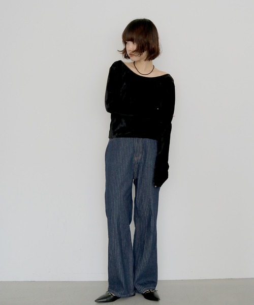 cheriella(シェリエラ)の「【cheriella】ヴィンテージライクストライプストレートデニム VINTAGE-LIKE STRIPE STRAIGHT DENIM(デニムパンツ・レディース・ブルー/インディゴブルー・M/S)」の7枚目の写真