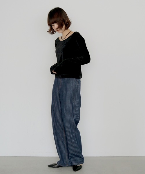 cheriella(シェリエラ)の「【cheriella】ヴィンテージライクストライプストレートデニム VINTAGE-LIKE STRIPE STRAIGHT DENIM(デニムパンツ・レディース・ブルー/インディゴブルー・M/S)」の8枚目の写真