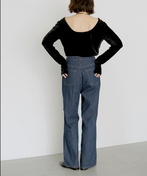 cheriella(シェリエラ)の「【cheriella】ヴィンテージライクストライプストレートデニム VINTAGE-LIKE STRIPE STRAIGHT DENIM(デニムパンツ・レディース・ブルー/インディゴブルー・M/S)」の14枚目の写真