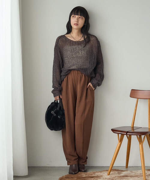 FREAK'S STORE(フリークスストア)の「とろみバルーンパンツ/ジョーゼット バルーンパンツ(その他パンツ・レディース・キャメル/ブラック/ワインレッド・フリ-)」の4枚目の写真
