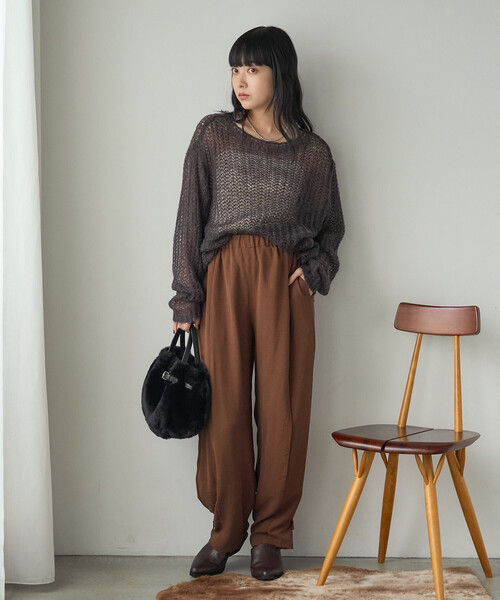 FREAK'S STORE(フリークスストア)の「とろみバルーンパンツ/ジョーゼット バルーンパンツ(その他パンツ・レディース・キャメル/ブラック/ワインレッド・フリ-)」の5枚目の写真
