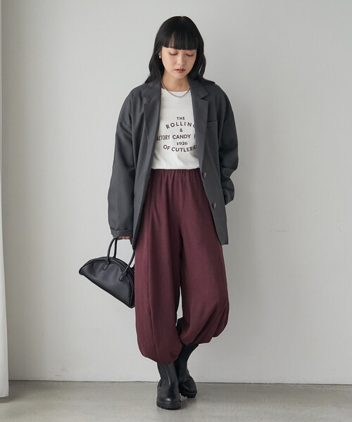FREAK'S STORE(フリークスストア)の「とろみバルーンパンツ/ジョーゼット バルーンパンツ(その他パンツ・レディース・キャメル/ブラック/ワインレッド・フリ-)」の12枚目の写真