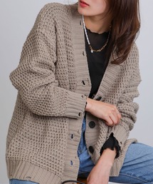 オーバーシルエットビッグサイズVネック ニットカーディガン