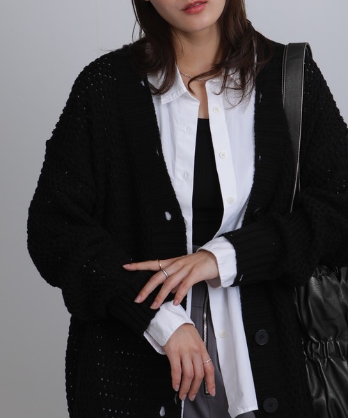 Seop(セオピ)の「オーバーシルエットビッグサイズVネック ニットカーディガン(カーディガン/ボレロ・レディース・ワインレッド/ベージュ/ブラウン/グレー/ブラック・M)」の17枚目の写真