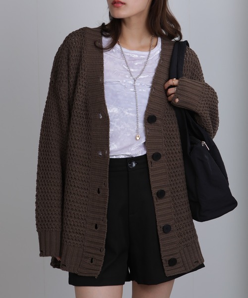 Seop(セオピ)の「オーバーシルエットビッグサイズVネック ニットカーディガン(カーディガン/ボレロ・レディース・ワインレッド/ベージュ/ブラウン/グレー/ブラック・M)」の10枚目の写真