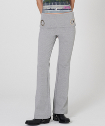 Eyelet folding bootcut pants - Black