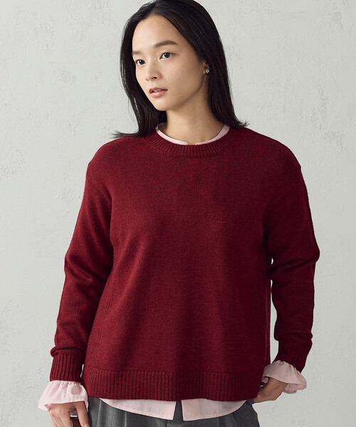 COMME CA ISM(コムサイズム)の「マシンウォッシャブル 日本の色ニット クルーネックニット(ニット/セーター・レディース・アイボリー/ブラック/グリーン/バーガンディー・L/M)」の4枚目の写真