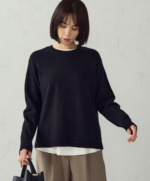 COMME CA ISM(コムサイズム)の「マシンウォッシャブル 日本の色ニット クルーネックニット(ニット/セーター・レディース・アイボリー/ブラック/グリーン/バーガンディー・L/M)」の15枚目の写真