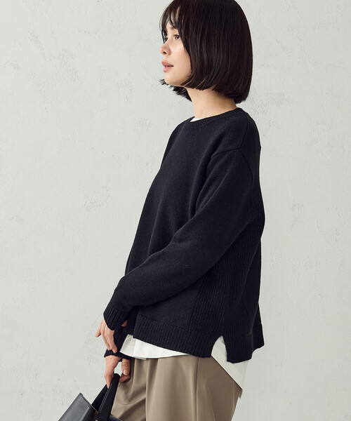 COMME CA ISM(コムサイズム)の「マシンウォッシャブル 日本の色ニット クルーネックニット(ニット/セーター・レディース・アイボリー/ブラック/グリーン/バーガンディー・L/M)」の18枚目の写真
