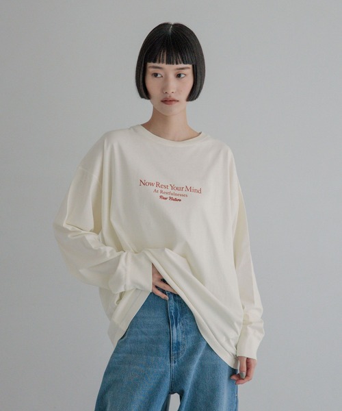LOWRYS FARM(ローリーズファーム)の「ピグメントロゴLS 1080412(Tシャツ/カットソー・レディース・チャコールグレー/アイボリー/ピンク・FREE)」の4枚目の写真