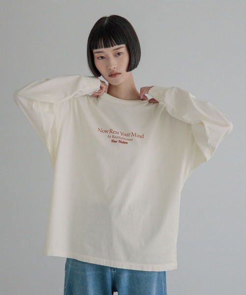 LOWRYS FARM(ローリーズファーム)の「ピグメントロゴLS 1080412(Tシャツ/カットソー・レディース・チャコールグレー/アイボリー/ピンク・FREE)」の5枚目の写真