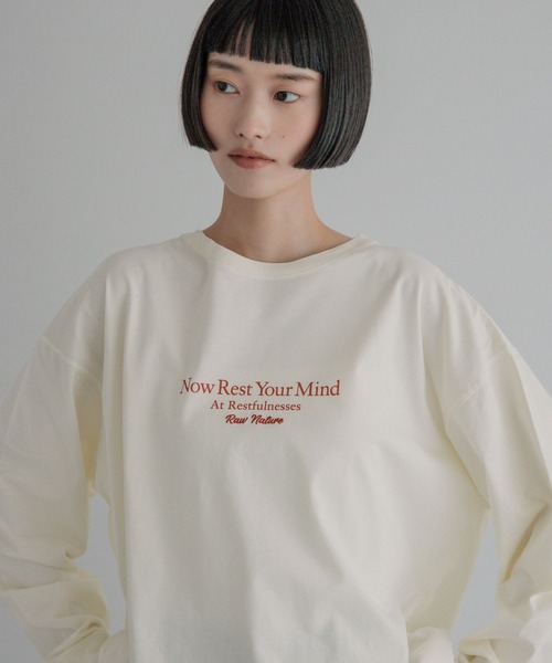 LOWRYS FARM(ローリーズファーム)の「ピグメントロゴLS 1080412(Tシャツ/カットソー・レディース・チャコールグレー/アイボリー/ピンク・FREE)」の6枚目の写真