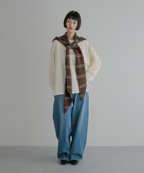 LOWRYS FARM(ローリーズファーム)の「ピグメントロゴLS 1080412(Tシャツ/カットソー・レディース・チャコールグレー/アイボリー/ピンク・FREE)」の7枚目の写真