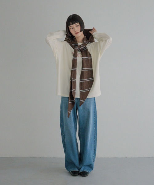 LOWRYS FARM(ローリーズファーム)の「ピグメントロゴLS 1080412(Tシャツ/カットソー・レディース・チャコールグレー/アイボリー/ピンク・FREE)」の8枚目の写真