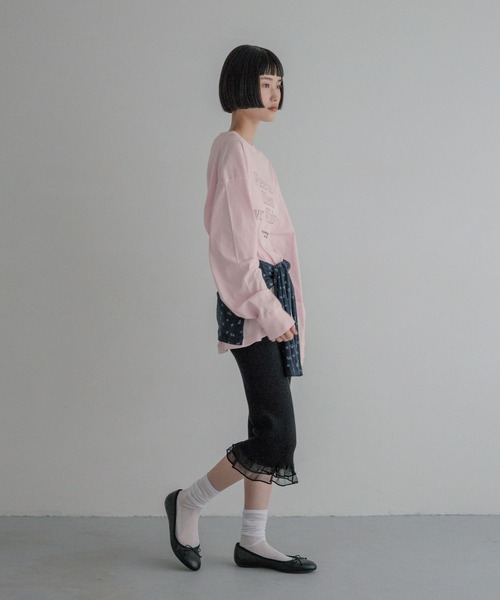 LOWRYS FARM(ローリーズファーム)の「ピグメントロゴLS 1080412(Tシャツ/カットソー・レディース・チャコールグレー/アイボリー/ピンク・FREE)」の11枚目の写真