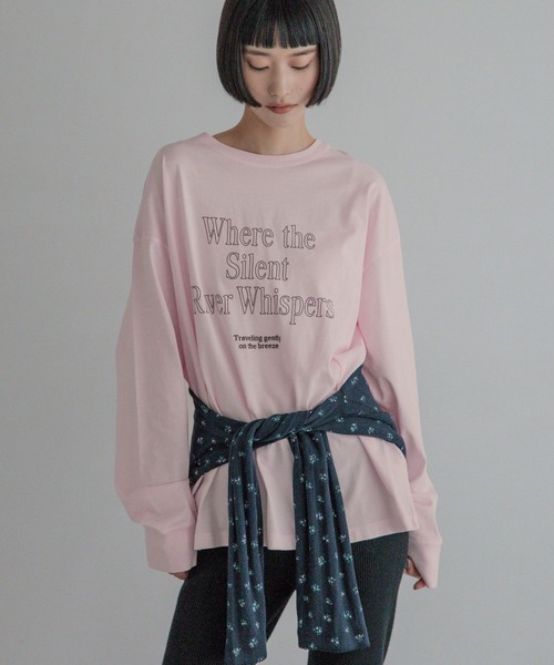 LOWRYS FARM(ローリーズファーム)の「ピグメントロゴLS 1080412(Tシャツ/カットソー・レディース・チャコールグレー/アイボリー/ピンク・FREE)」の14枚目の写真