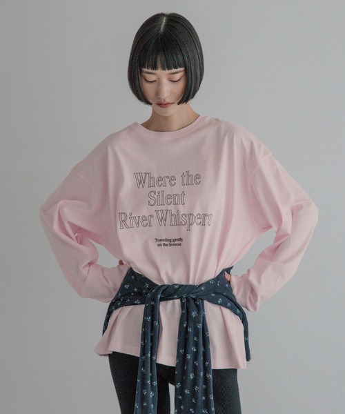 LOWRYS FARM(ローリーズファーム)の「ピグメントロゴLS 1080412(Tシャツ/カットソー・レディース・チャコールグレー/アイボリー/ピンク・FREE)」の15枚目の写真