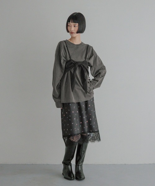 LOWRYS FARM(ローリーズファーム)の「ピグメントロゴLS 1080412(Tシャツ/カットソー・レディース・チャコールグレー/アイボリー/ピンク・FREE)」の17枚目の写真
